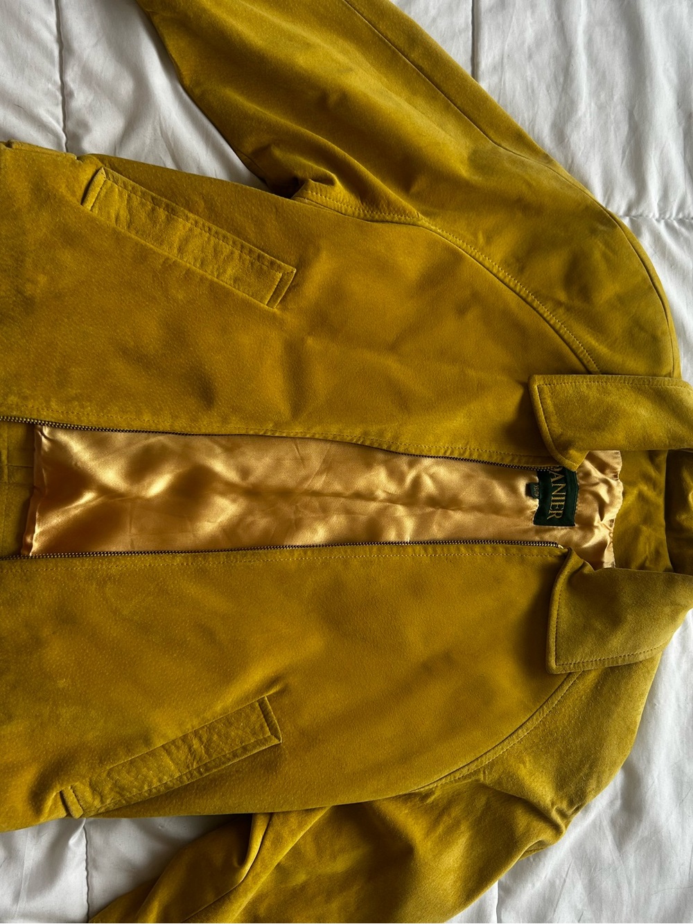 Mustard Yellow Suede Bomber Jacket
